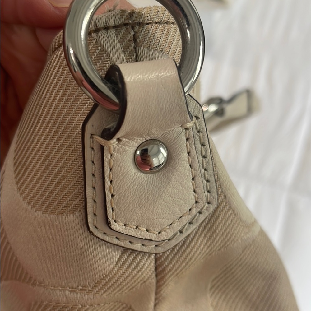 Coach Cream Tote Bag with Leather Trim - Picture 15 of 16
